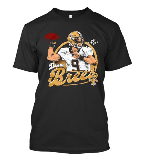 Drew Brees New Orleans Saints Quarterback Number 9 Classic Sports Fan Collector's Item T-Shirt