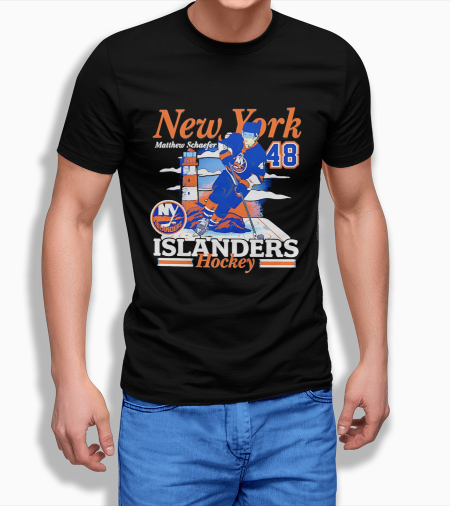New York Islanders Matthew Schaefer 48 Hockey Team T-Shirt