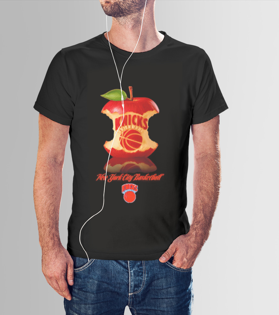 Knicks New York City Basketball Court Apple T-Shirt