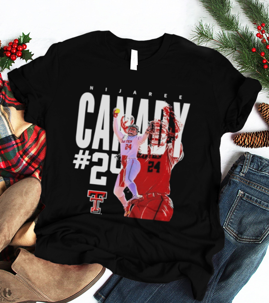 NiJaree Canady 24 Texas Tech Softball Player Pose With Team T-Shirt