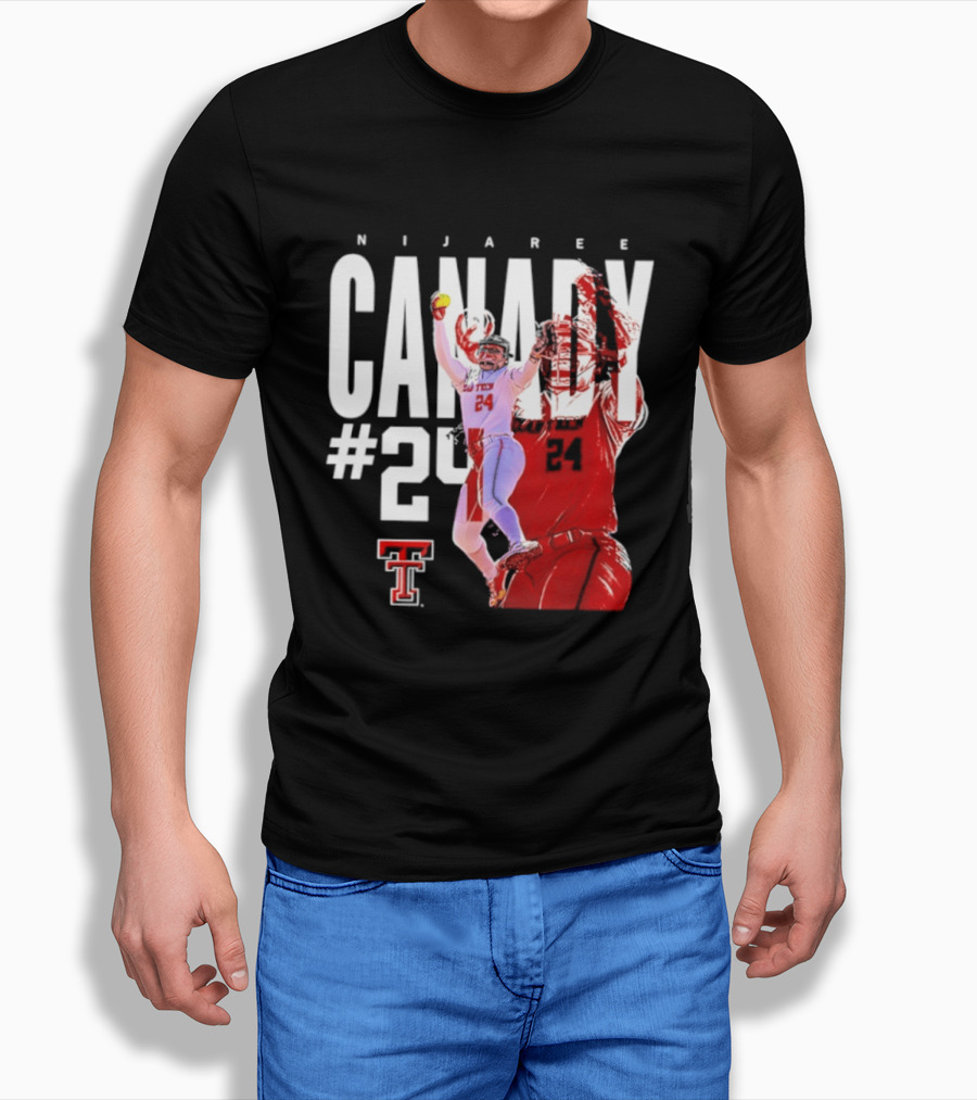 NiJaree Canady 24 Texas Tech Softball Player Pose With Team T-Shirt