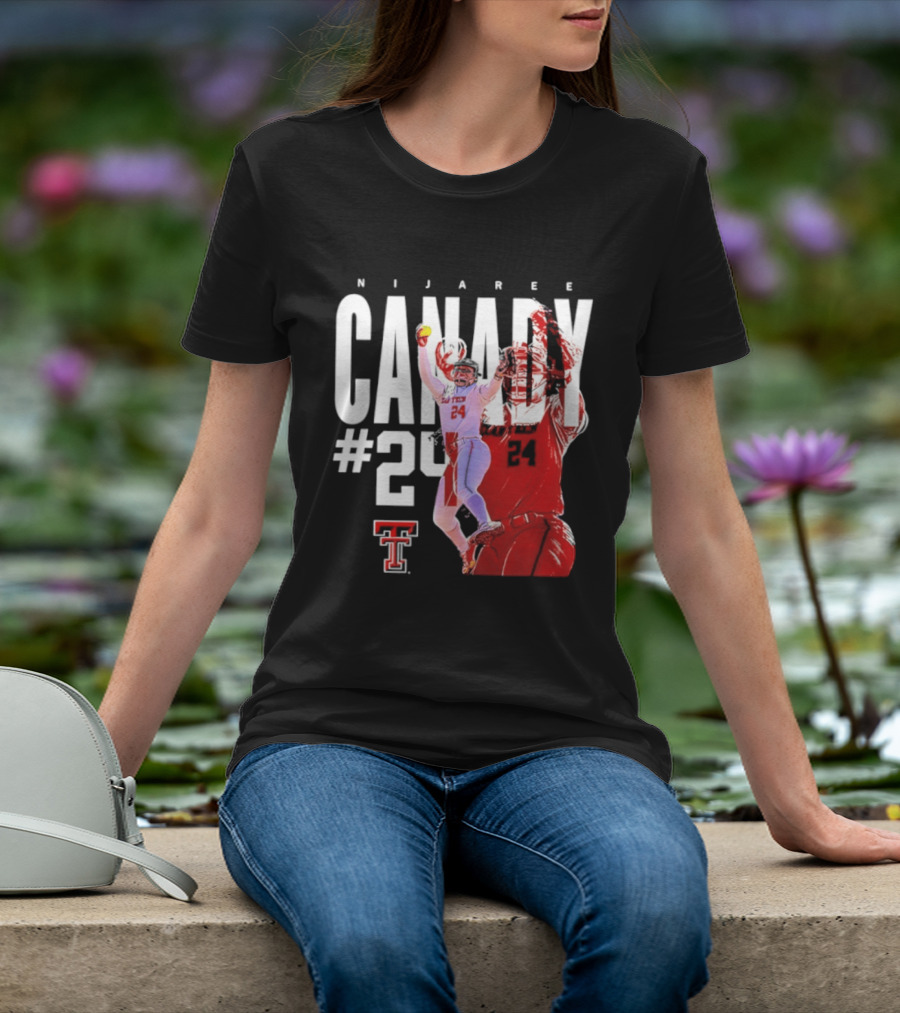 NiJaree Canady 24 Texas Tech Softball Player Pose With Team T-Shirt