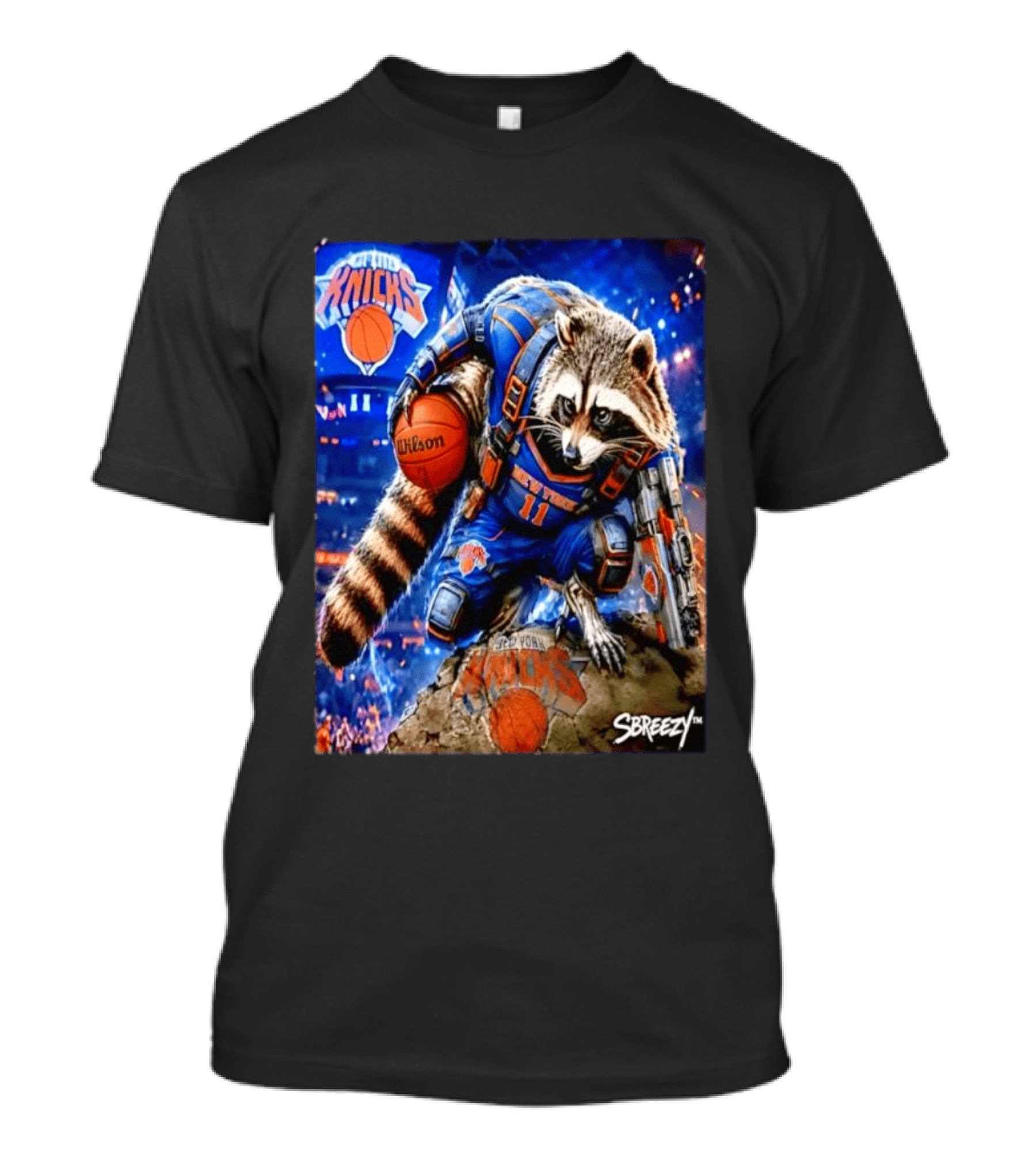 Rocket Raccoon New York Knicks NBA Basketball 11 S Breezy Wilson T-Shirt