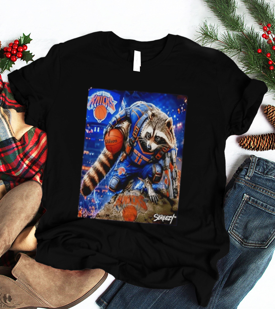 Rocket Raccoon New York Knicks NBA Basketball 11 S Breezy Wilson T-Shirt