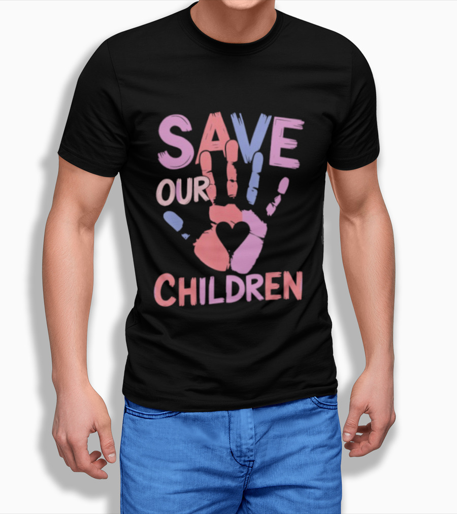 Save Our Children End Human Trafficking Awareness Handprint Heart T-Shirt