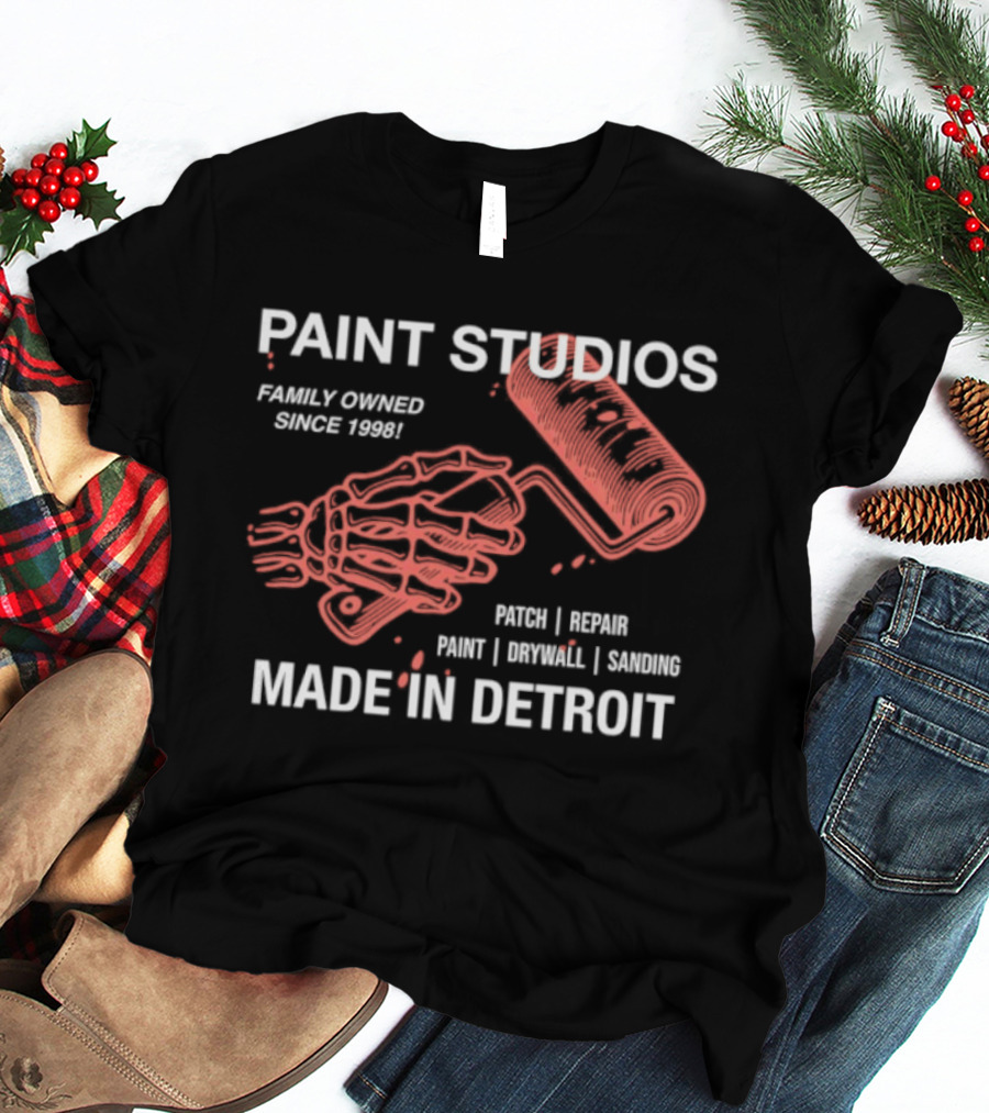 Paint Studios Family Owned Since 1998 Patch Denim Print Upholstery Sewing Made In Detroit T-Shirt