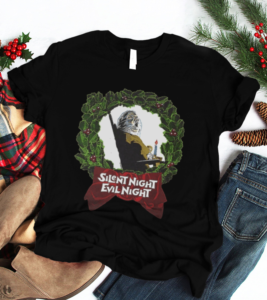 Silent Night Evilnight If This Picture Doesn’t Make Your Skin Crawl It’s On Too Tight 2 Sided T-Shirt