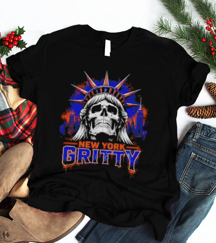 New York Gritty Skull Liberty Knicks T-Shirt