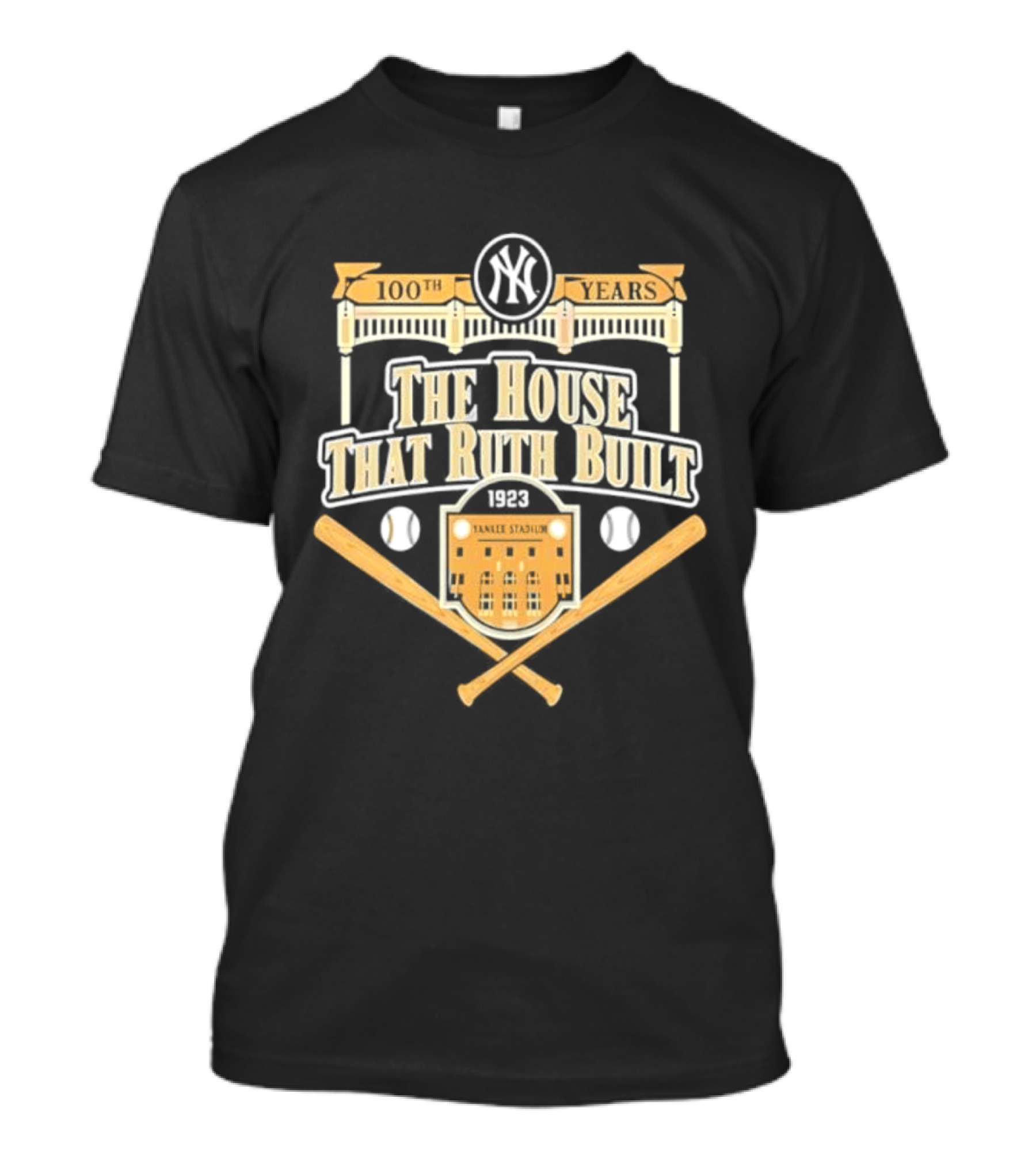 100 Years New York Yankees The House That Ruth Built Yankees Stadium Baseball Crossed Bats T-Shirt