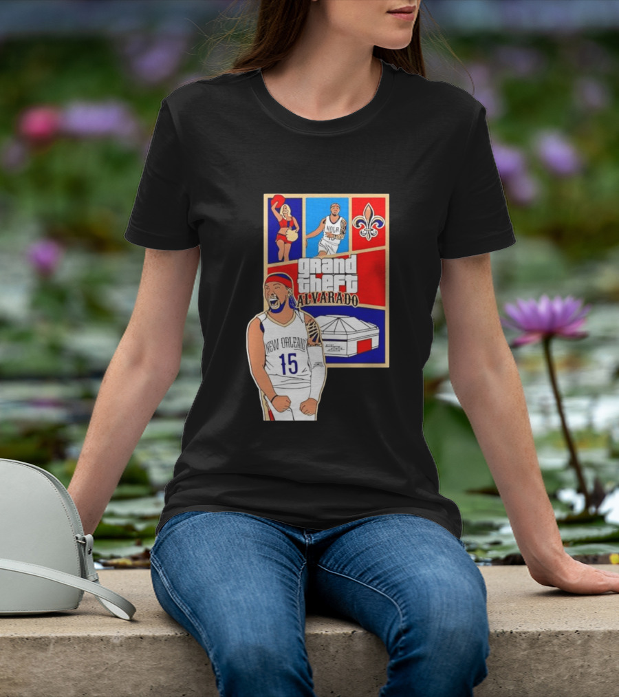 Grand Theft Alvarado New Orleans NOLA 15 Fleur De Lis Basketball T-Shirt