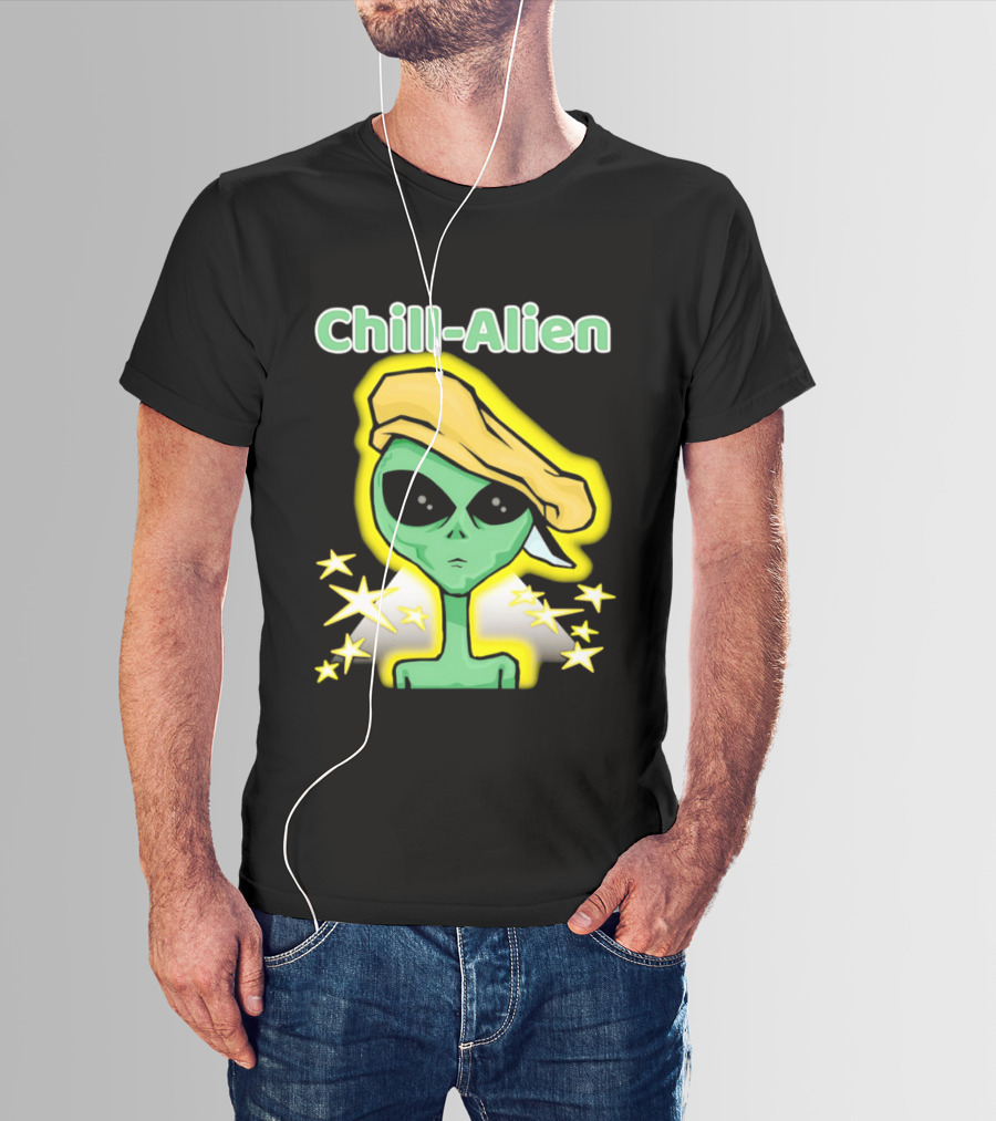 Chill Alien Beret Hat Stars Glow T-Shirt