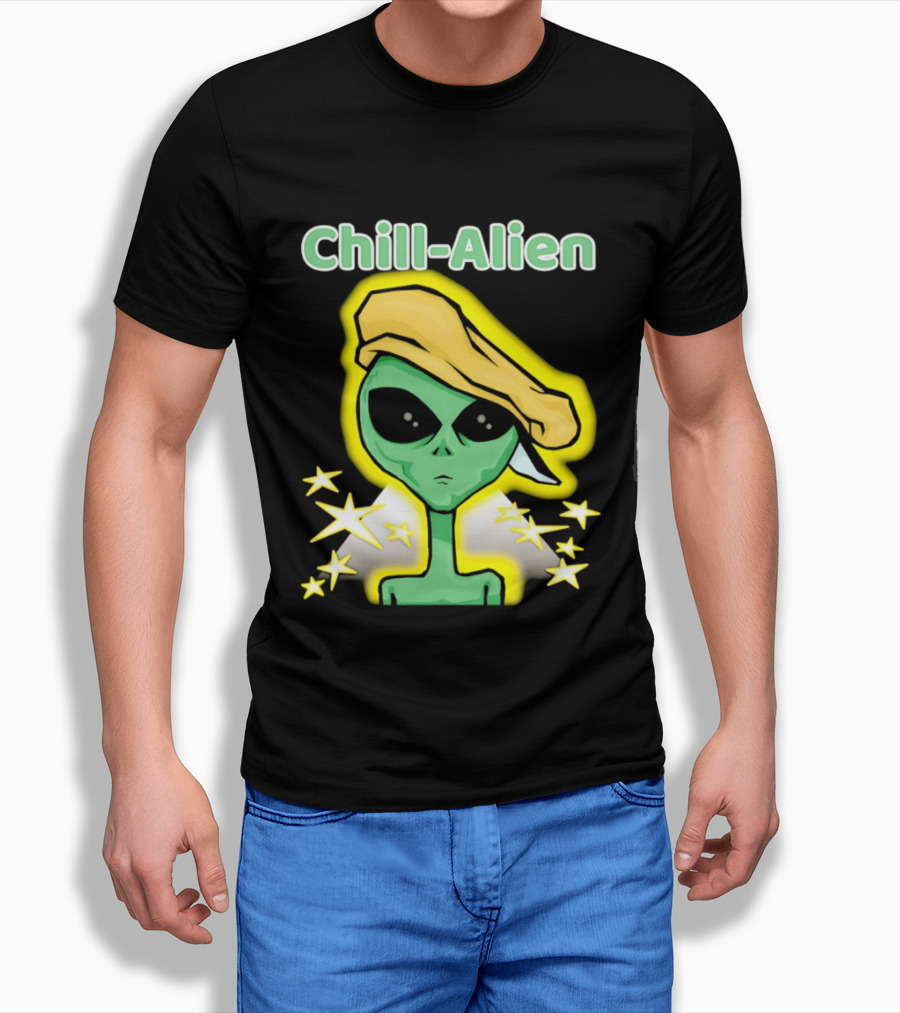 Chill Alien Beret Hat Stars Glow T-Shirt