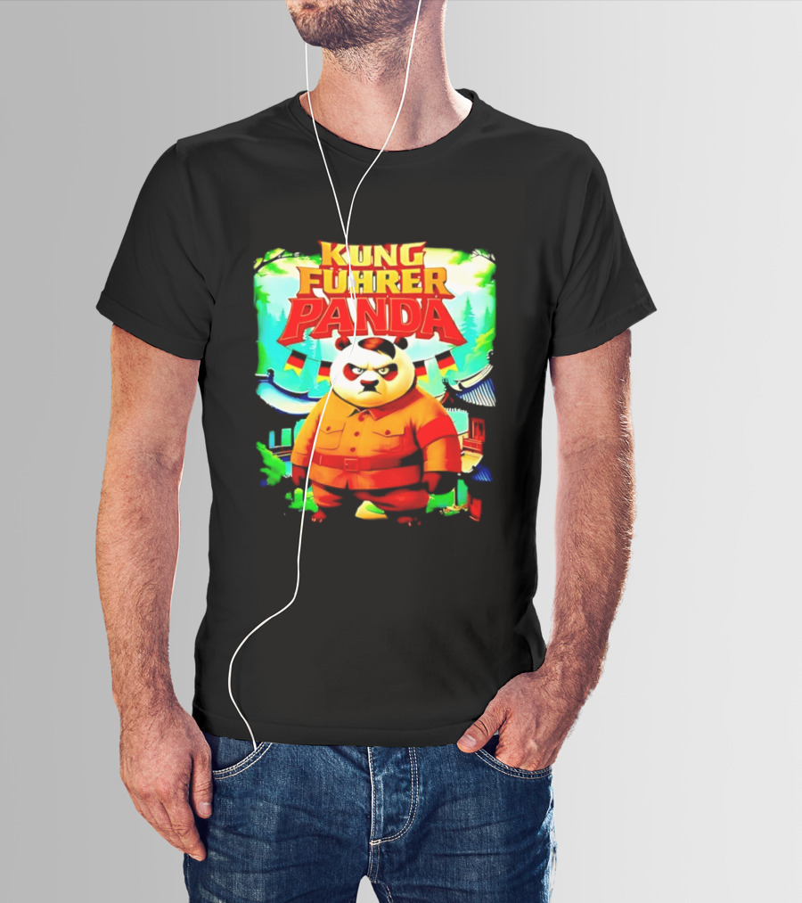 Kung Fuhrer Panda Military Styled Bear With Flags T-Shirt