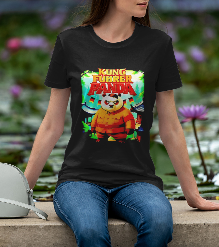 Kung Fuhrer Panda Military Styled Bear With Flags T-Shirt