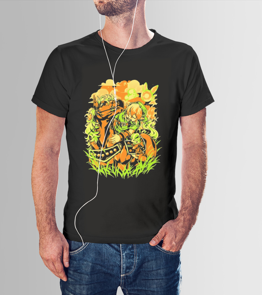 Legend Of Zelda Link And Epona Journey Through Hyrule Fields Adventure T-Shirt