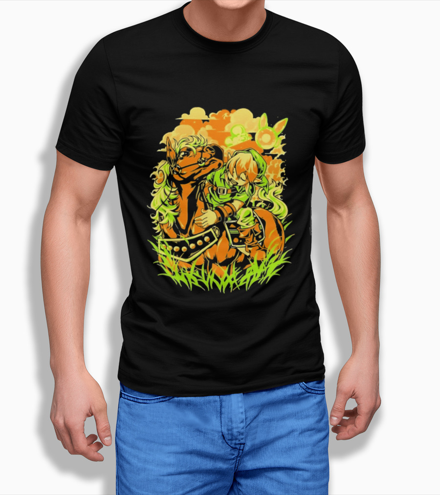 Legend Of Zelda Link And Epona Journey Through Hyrule Fields Adventure T-Shirt