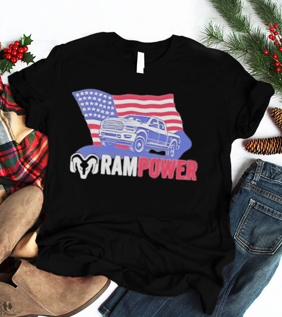 Ram Power American Flag Truck Patriot T-Shirt