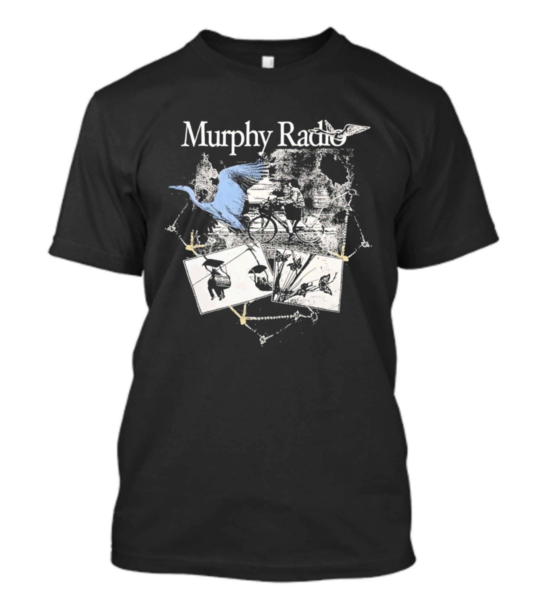 Murphy Radio Bicycle Bird Nature Sketch Montage Wildlife Collage T-Shirt