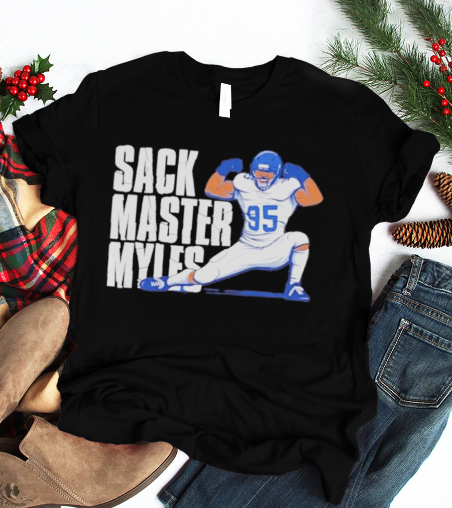 Myles 95 Sack Master Football Pose T-Shirt