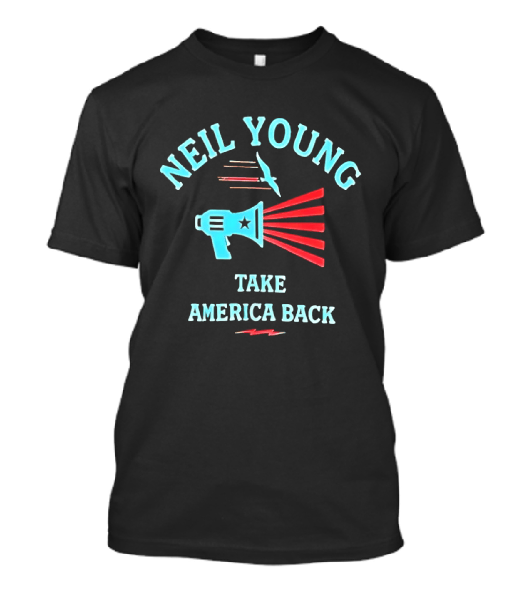Neil Young Take America Back Megaphone And Bird T-Shirt