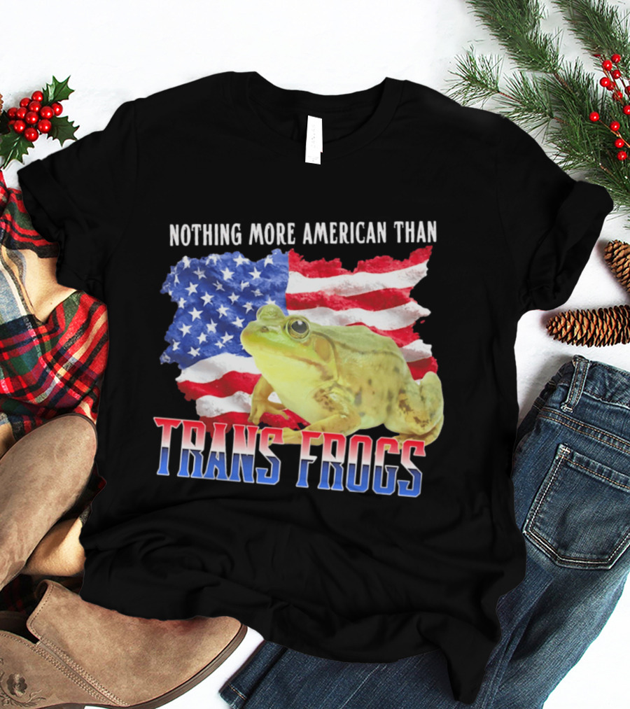 Nothing More American Than Trans Frogs Pride USA Flag Frog T-Shirt