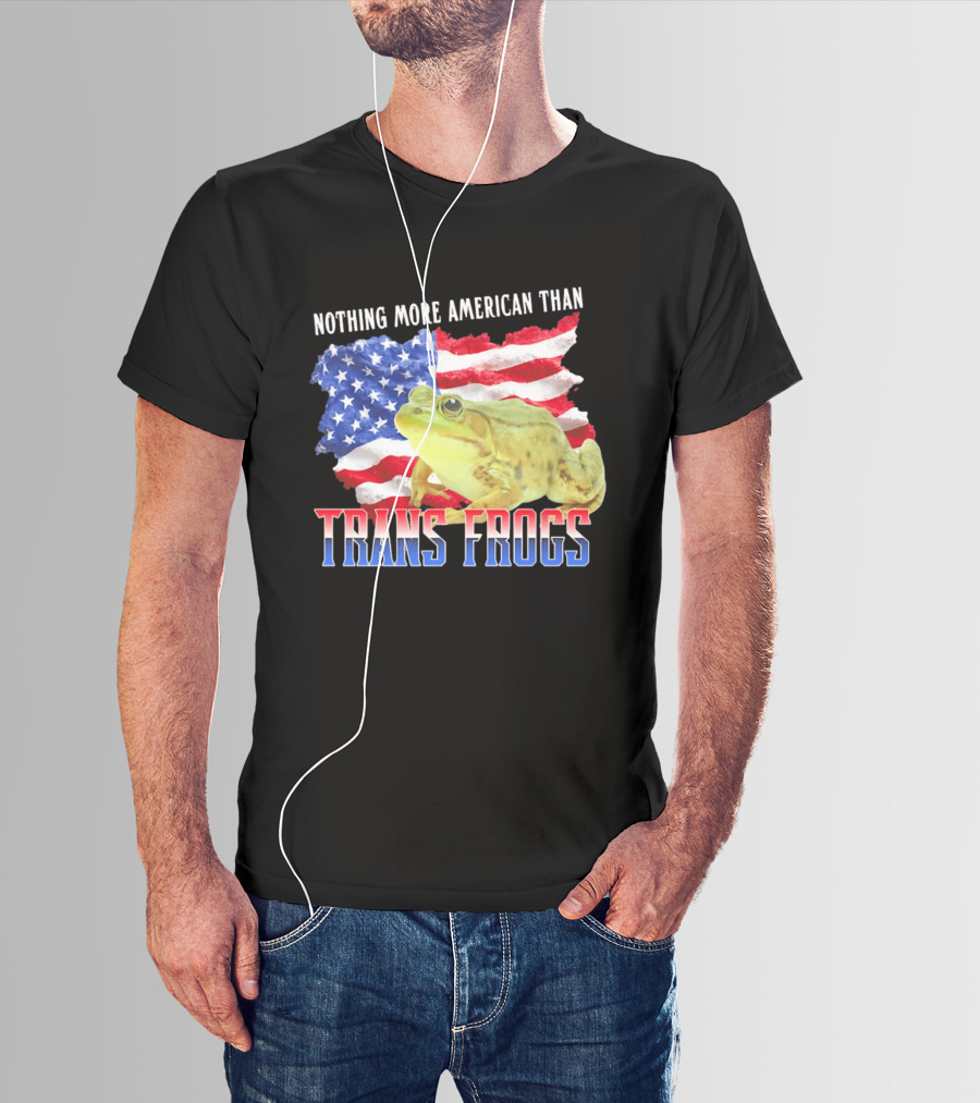 Nothing More American Than Trans Frogs Pride USA Flag Frog T-Shirt
