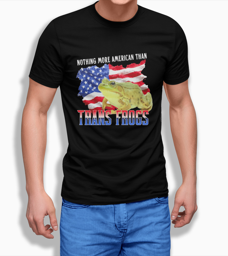 Nothing More American Than Trans Frogs Pride USA Flag Frog T-Shirt