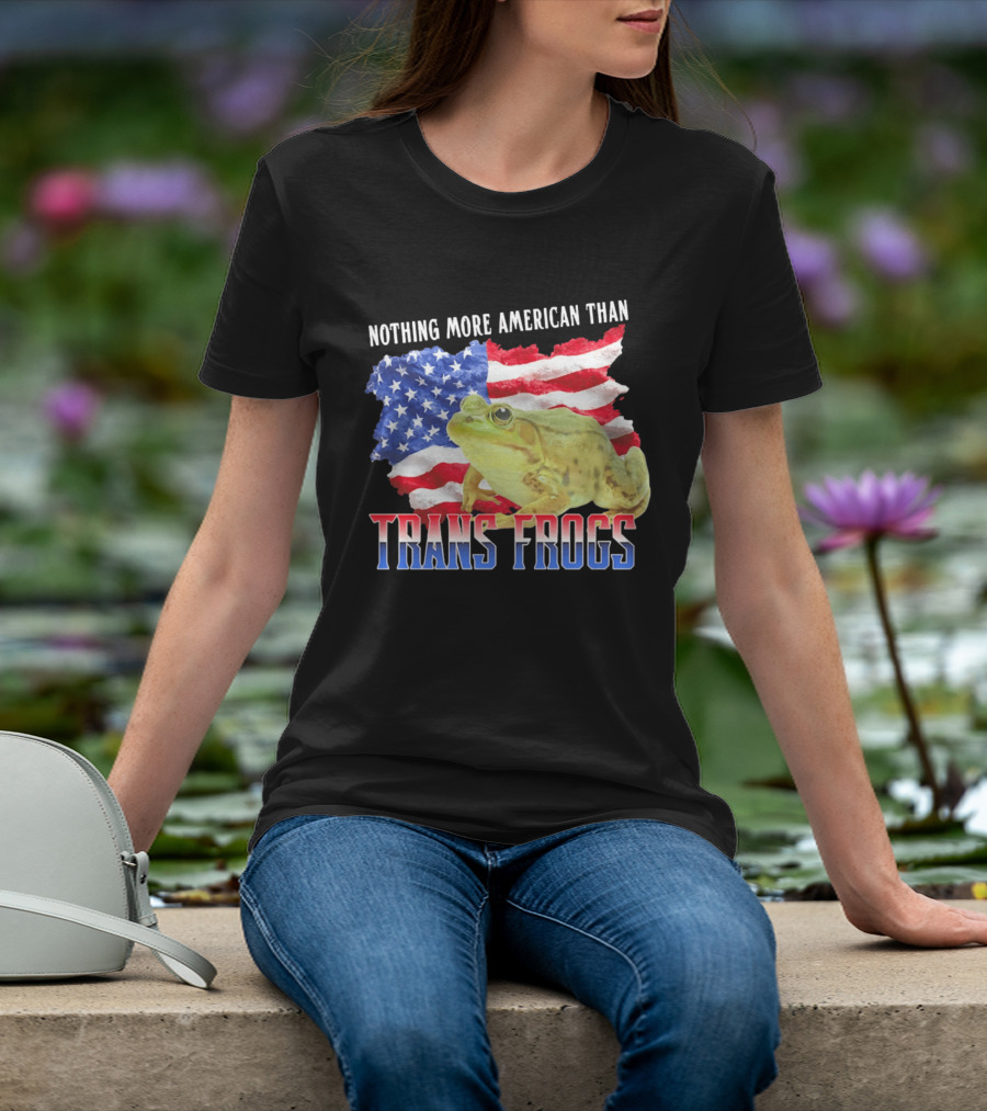 Nothing More American Than Trans Frogs Pride USA Flag Frog T-Shirt