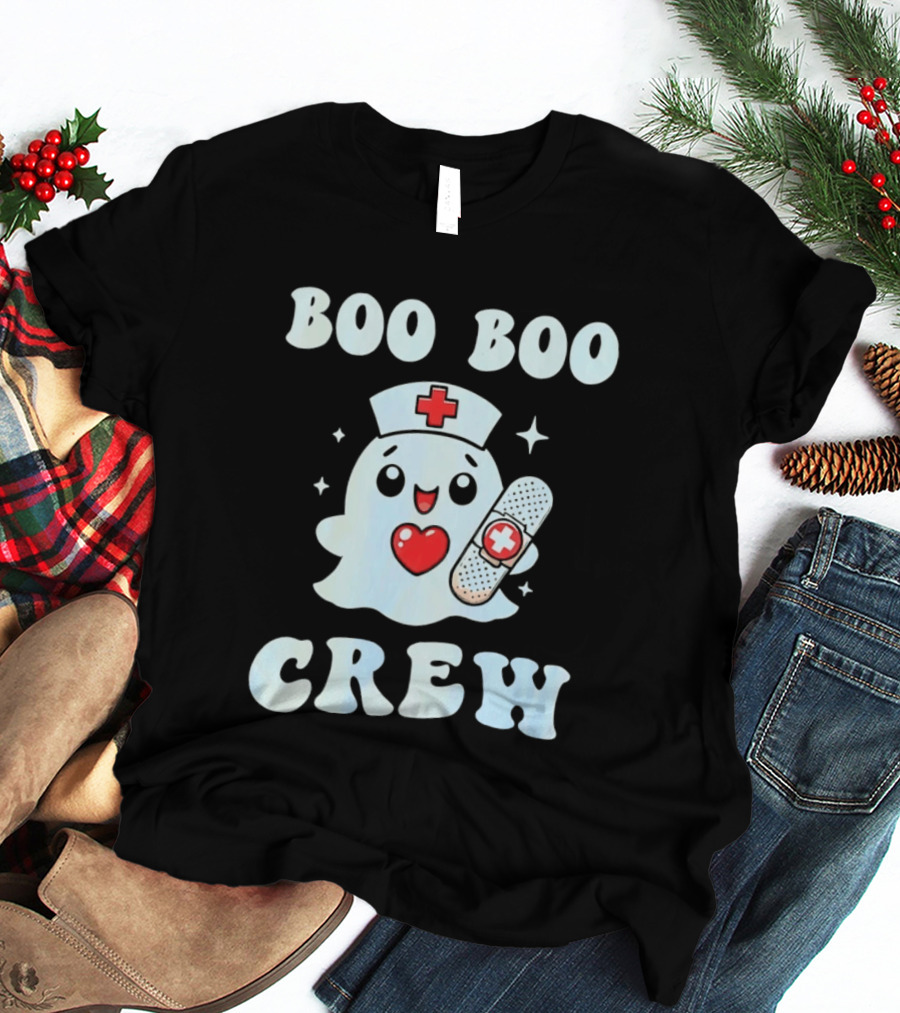 Boo Boo Crew Cute Ghost Nurse Halloween T-Shirt