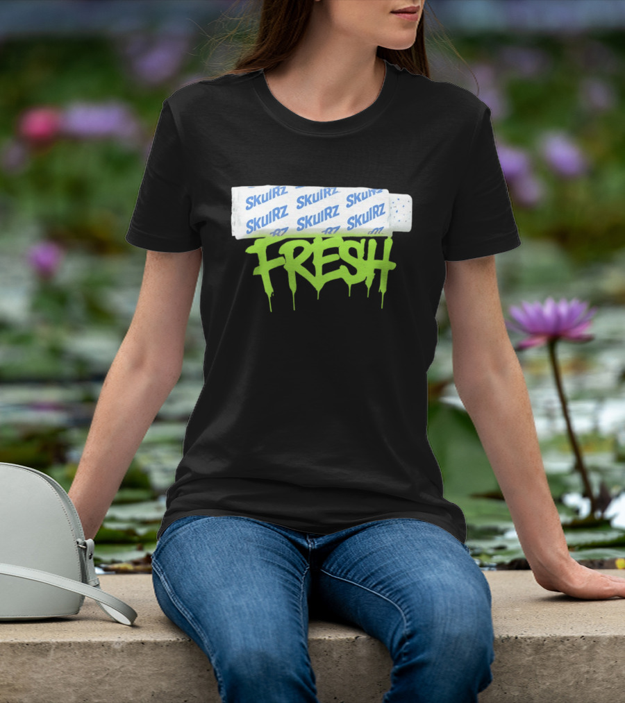 Skulrz Fresh Gum Stylized Wrapper And Green Dripping T-Shirt