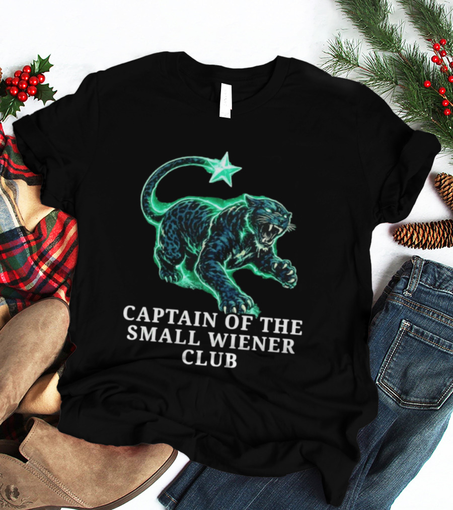Panther With Star Graphic Captain Of The Small Wiener Club T-Shirt