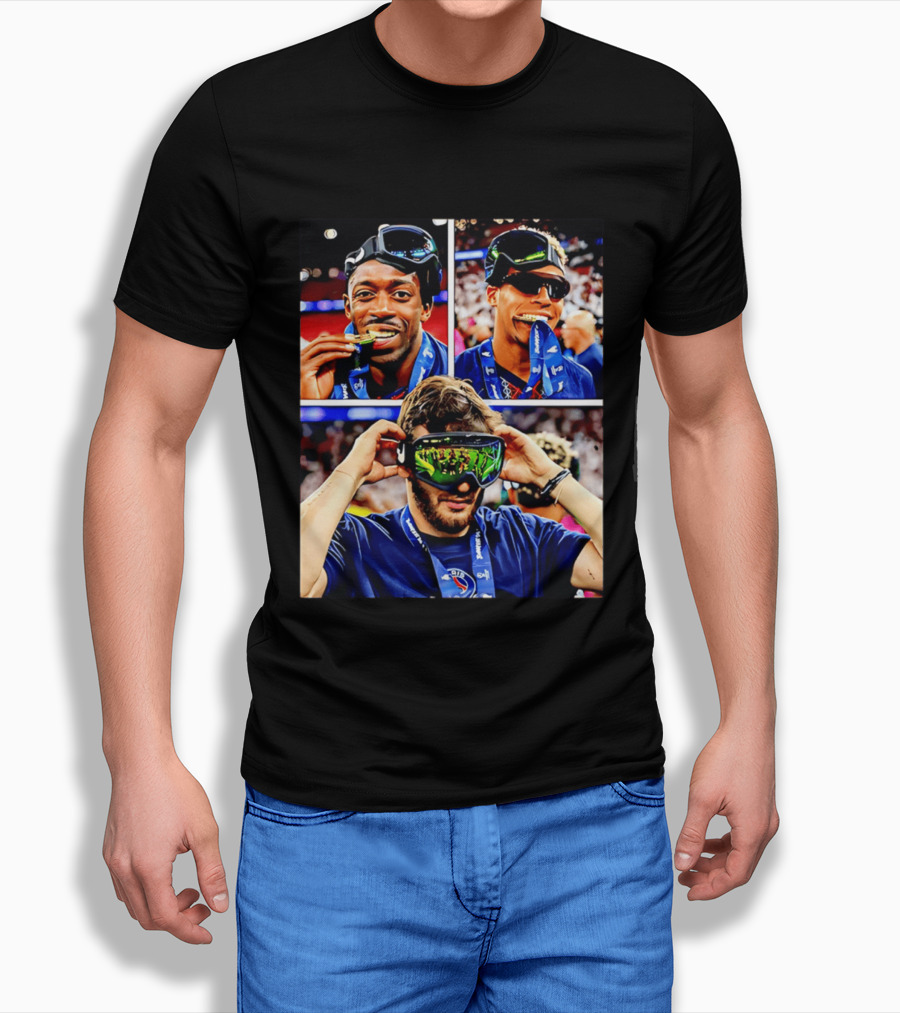 Paris Saint Germain Champions Celebration With Medals And Goggles T-Shirt