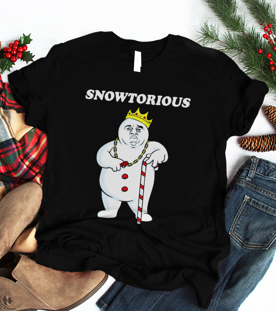 SNOWTORIOUS Funny Christmas King Snowman With Crown And Candy Cane T-Shirt