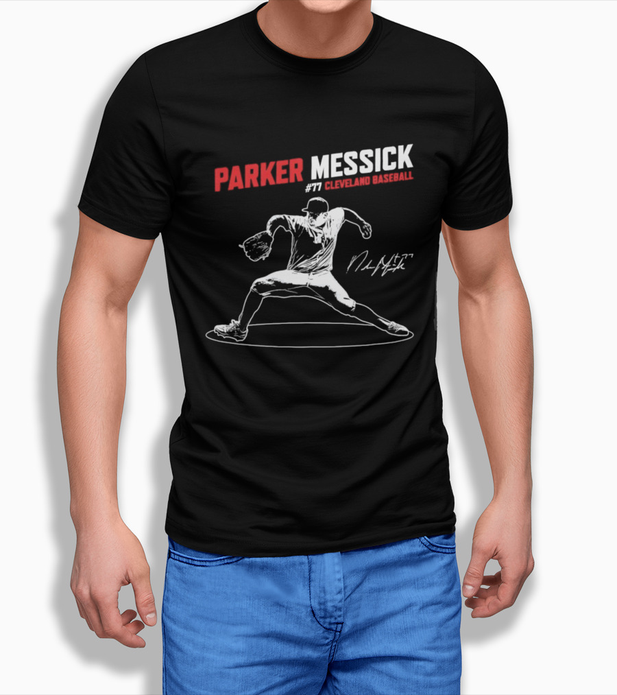 Parker Messick #77 Cleveland Baseball Commander Signature T-Shirt