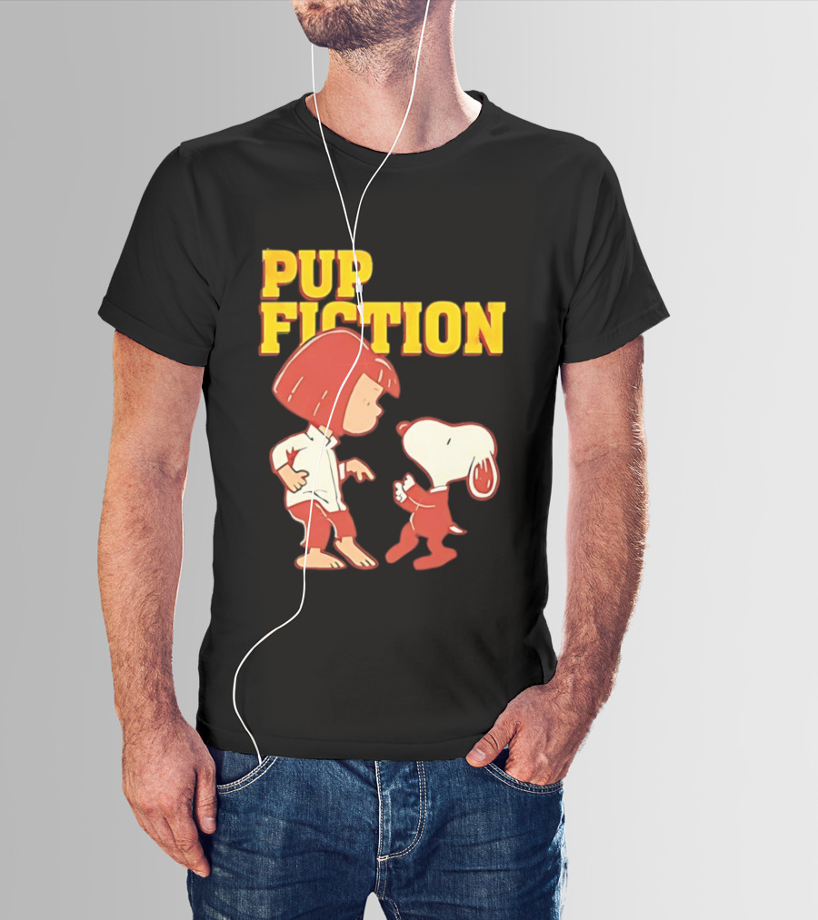 Pup Fiction Peanuts Characters Scene T-Shirt