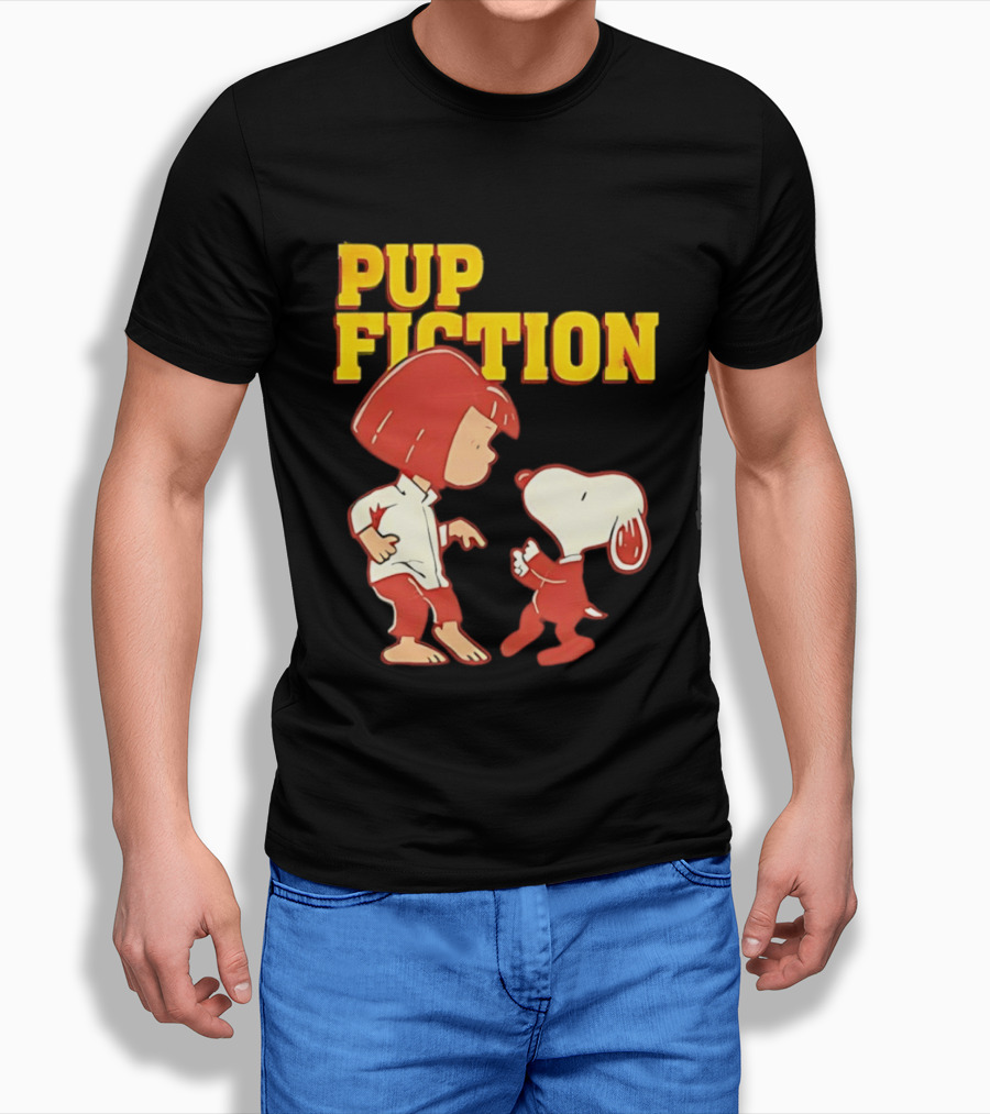 Pup Fiction Peanuts Characters Scene T-Shirt