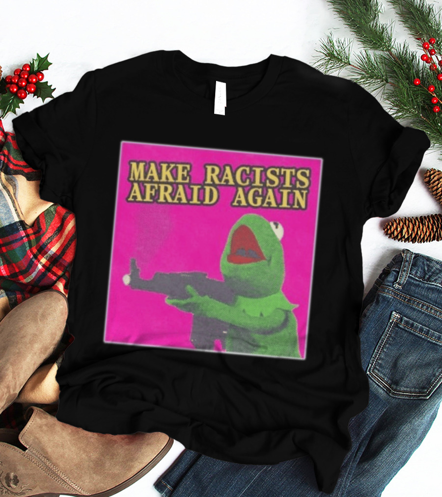 Make Racists Afraid Again Kermit Pepe Parody Pink T-Shirt