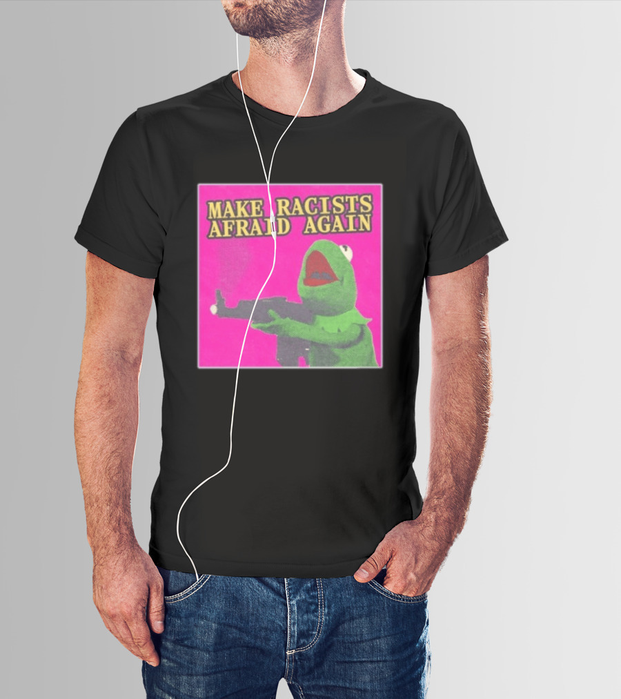 Make Racists Afraid Again Kermit Pepe Parody Pink T-Shirt