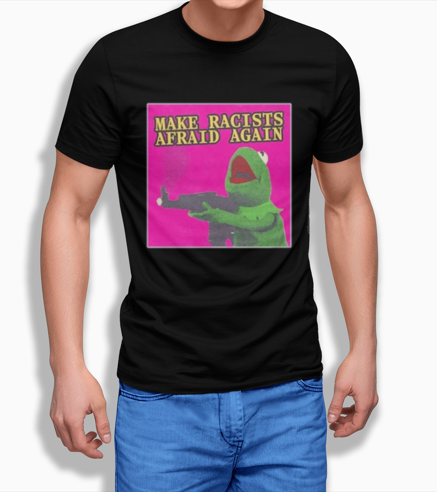 Make Racists Afraid Again Kermit Pepe Parody Pink T-Shirt