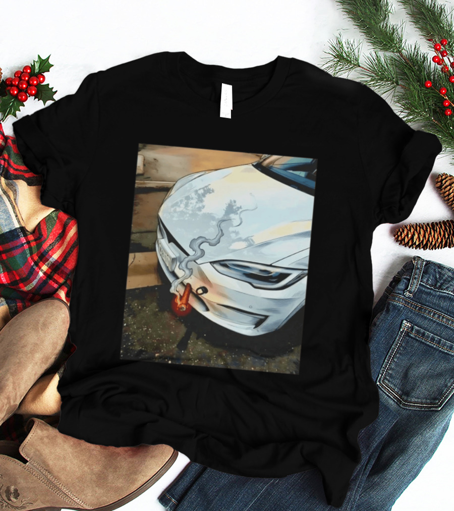 Tesla Car Smoking Light It Up T-Shirt