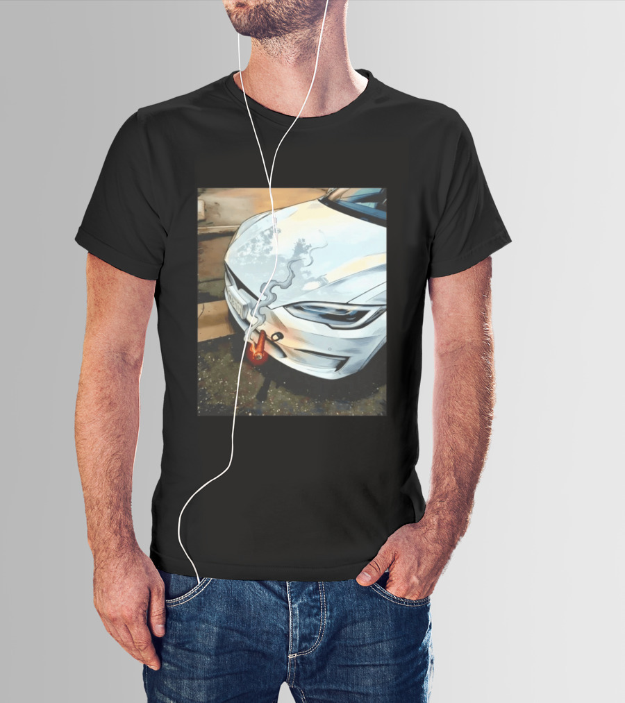 Tesla Car Smoking Light It Up T-Shirt