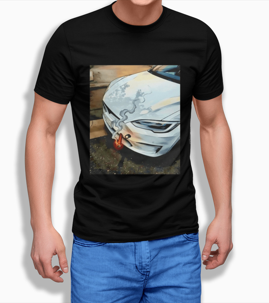 Tesla Car Smoking Light It Up T-Shirt