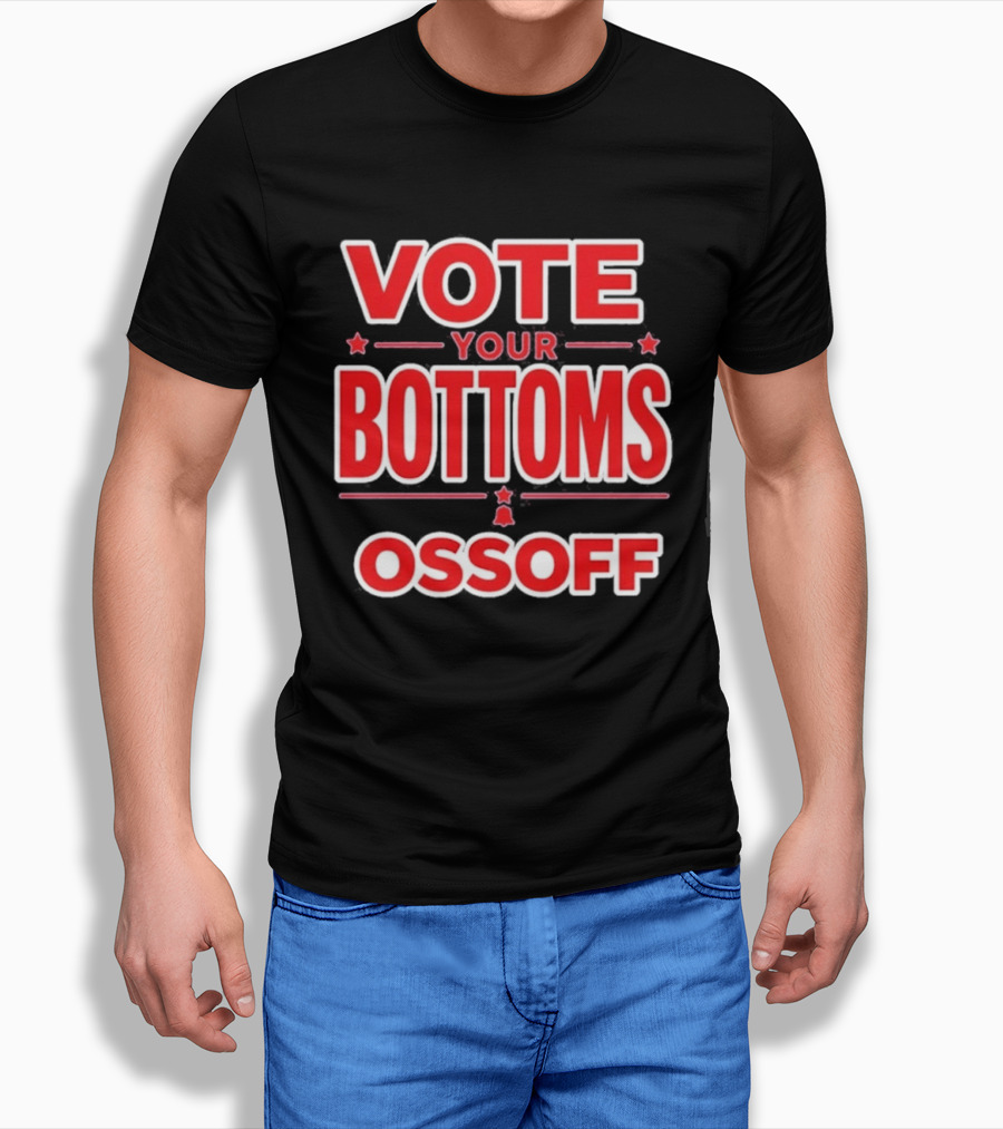 Vote Your Bottoms Ossoff Stars Bold Red T-Shirt