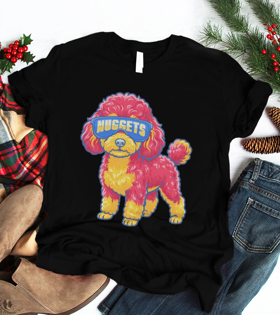 Denver Nuggets Teacup Poodle Wearing Oversized Glasses T-Shirt