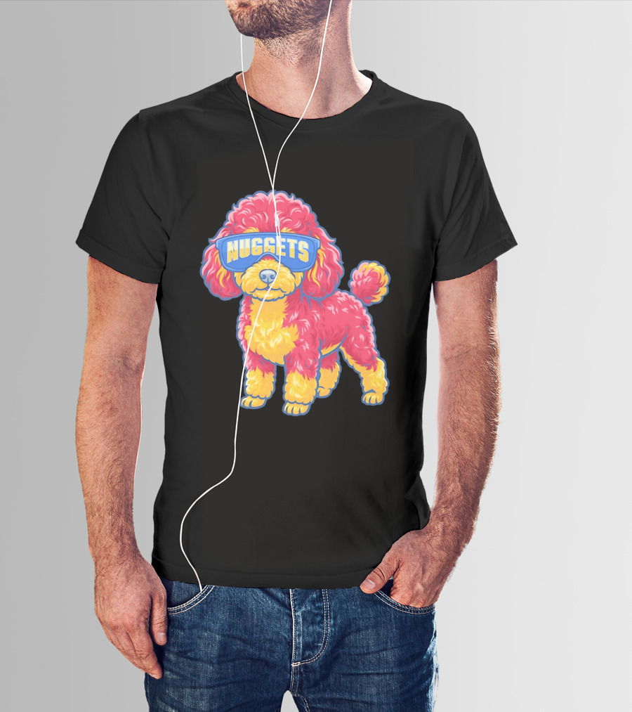 Denver Nuggets Teacup Poodle Wearing Oversized Glasses T-Shirt