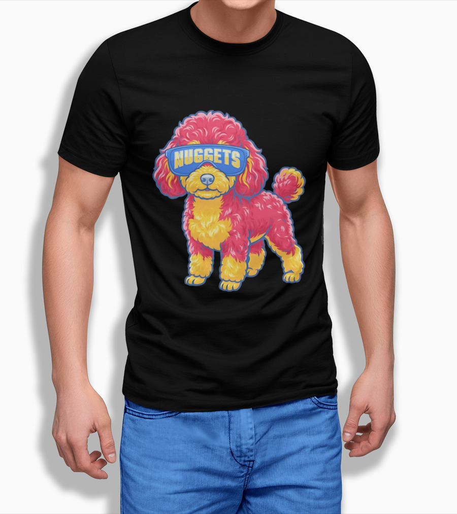 Denver Nuggets Teacup Poodle Wearing Oversized Glasses T-Shirt