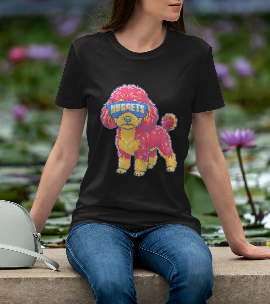 Denver Nuggets Teacup Poodle Wearing Oversized Glasses T-Shirt