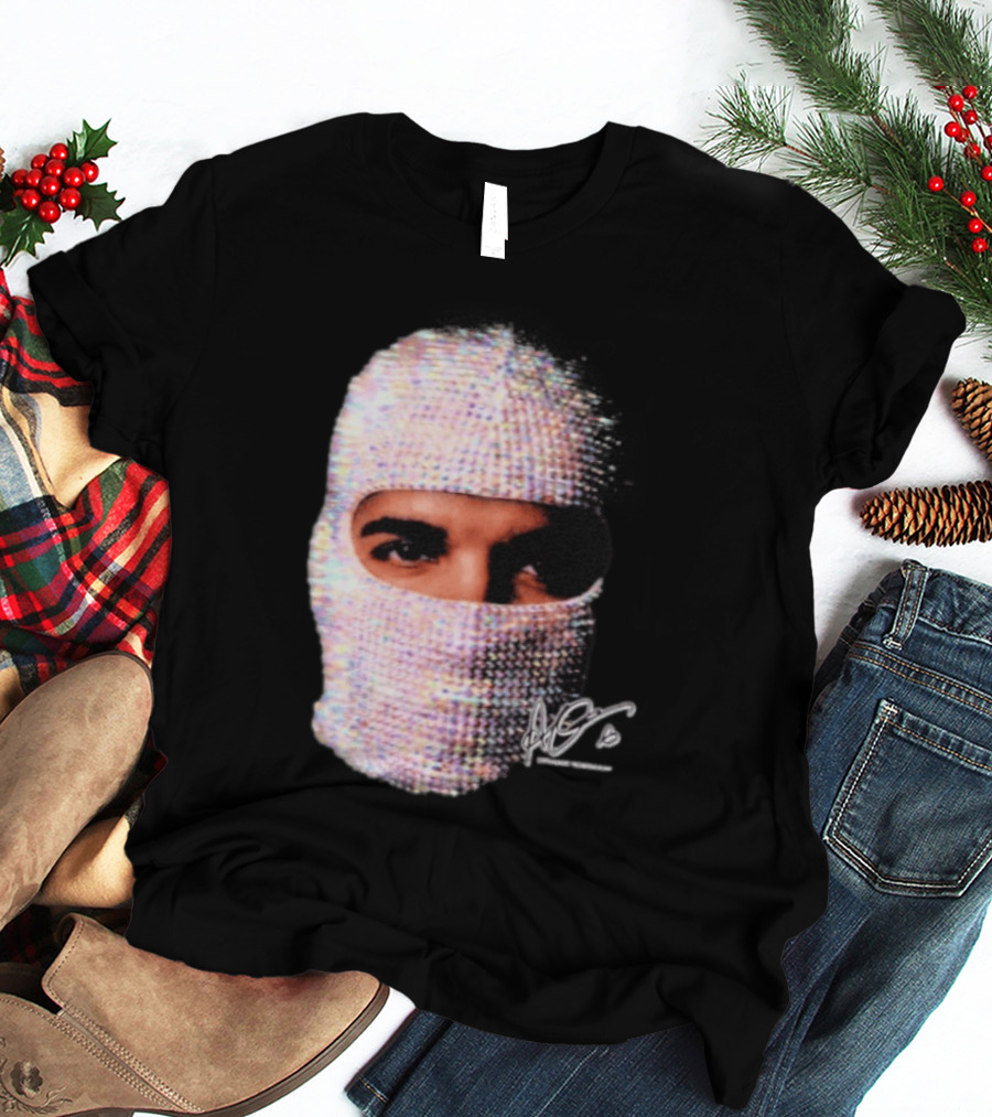 Drake Iceman Mask Jewel Encrusted Balaclava T-Shirt