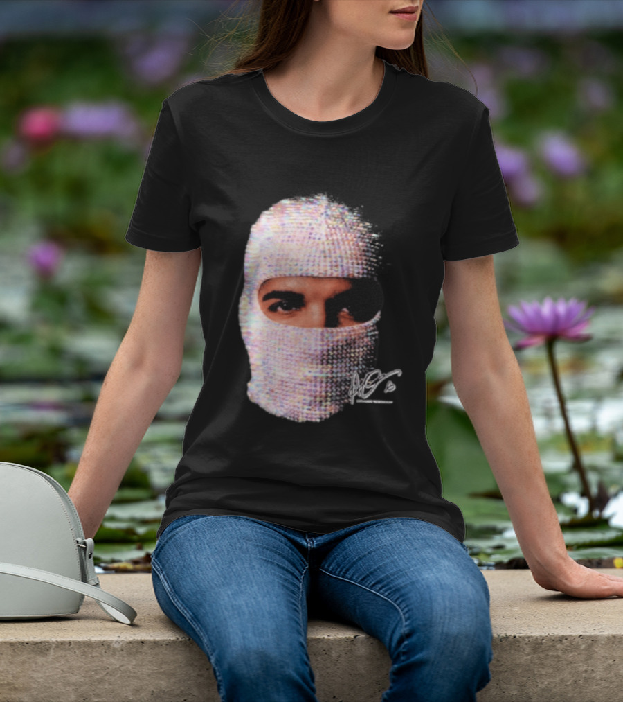 Drake Iceman Mask Jewel Encrusted Balaclava T-Shirt
