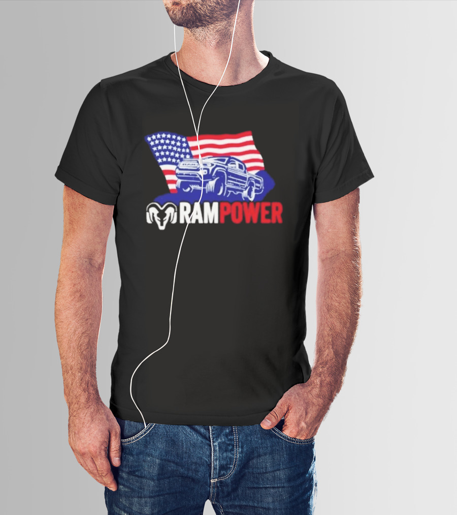 Ram Power Truck American Flag 2026 Patriotic T-Shirt